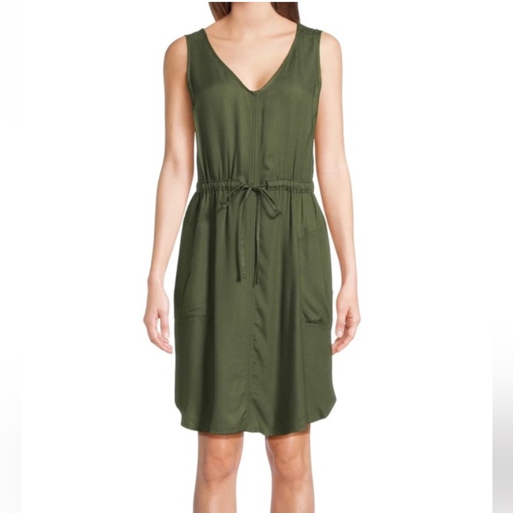 NWT TIME AND TRU olive green sleeveless utility dress size XXL pockets!